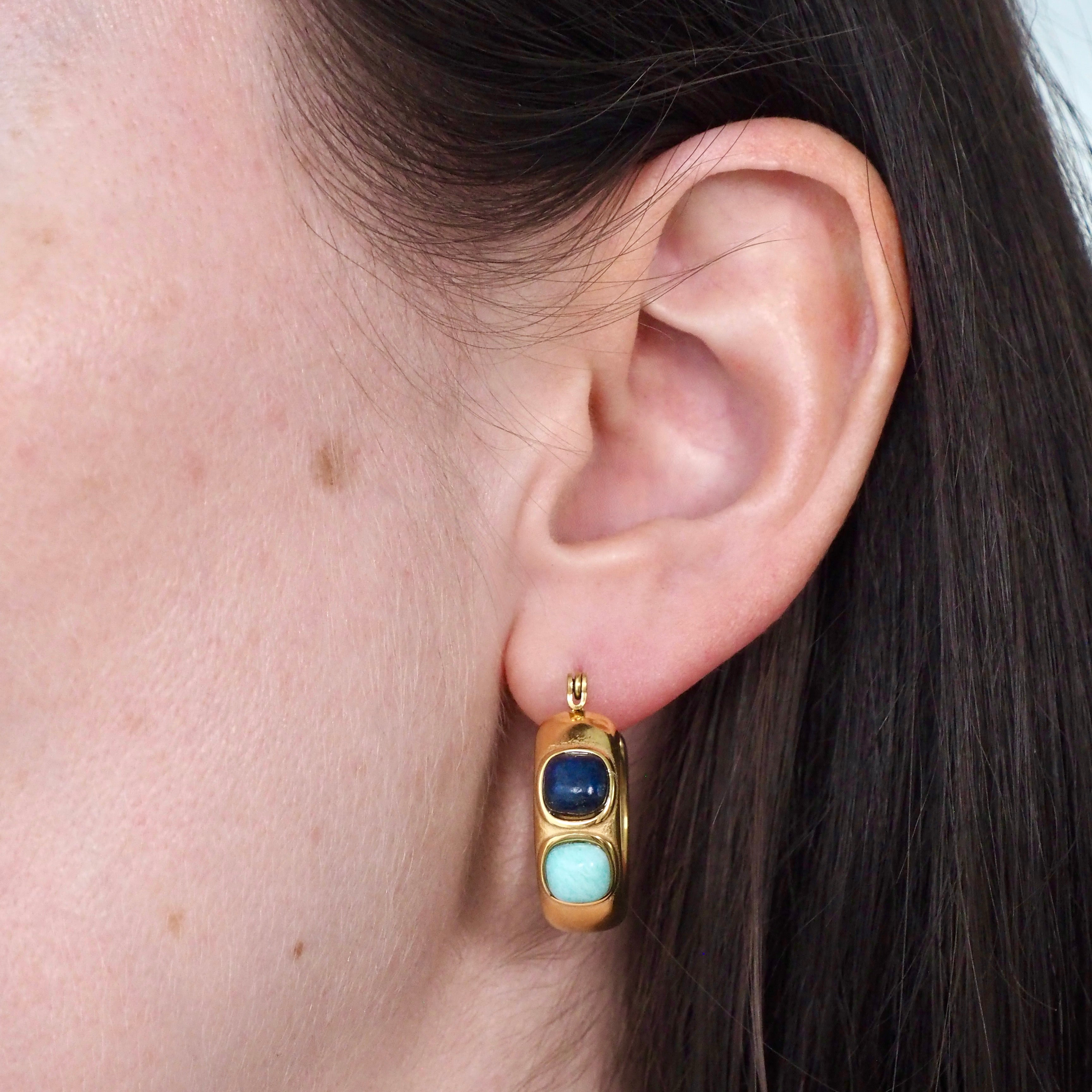 Double Blues Waterproof Hoop Earrings