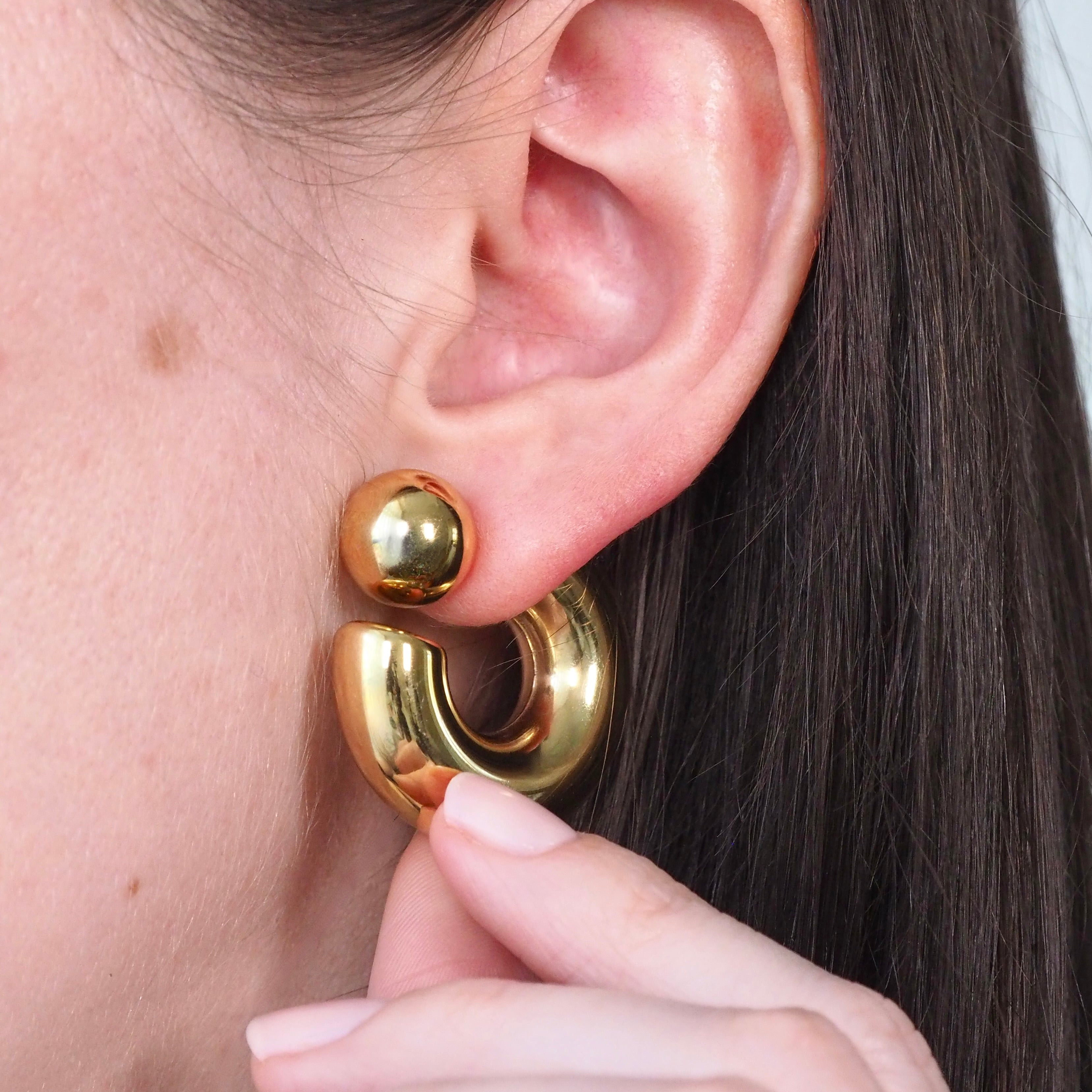 Double Trouble Waterproof Hoop Earrings - Gold