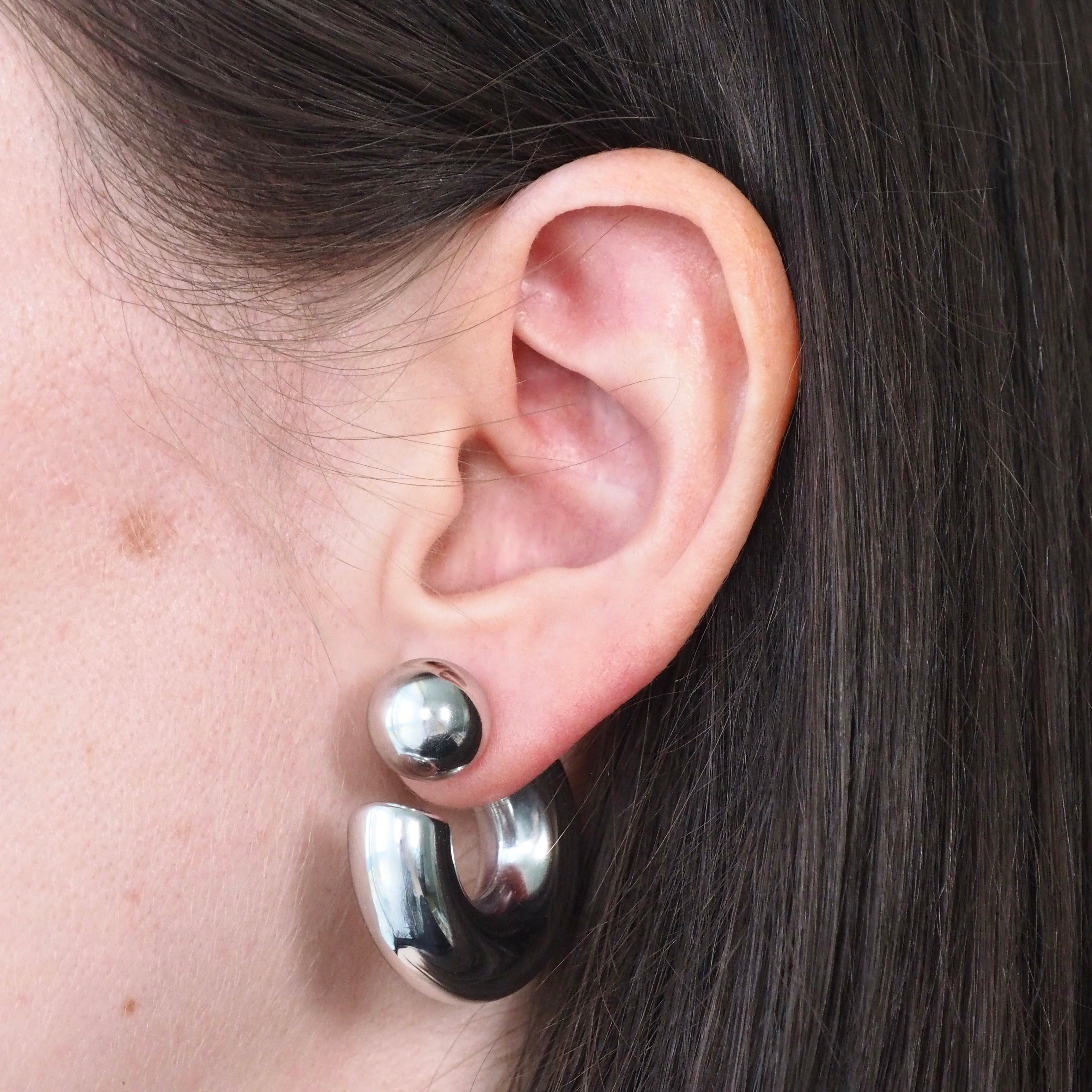 Double Trouble Waterproof Hoop Earrings - Silver