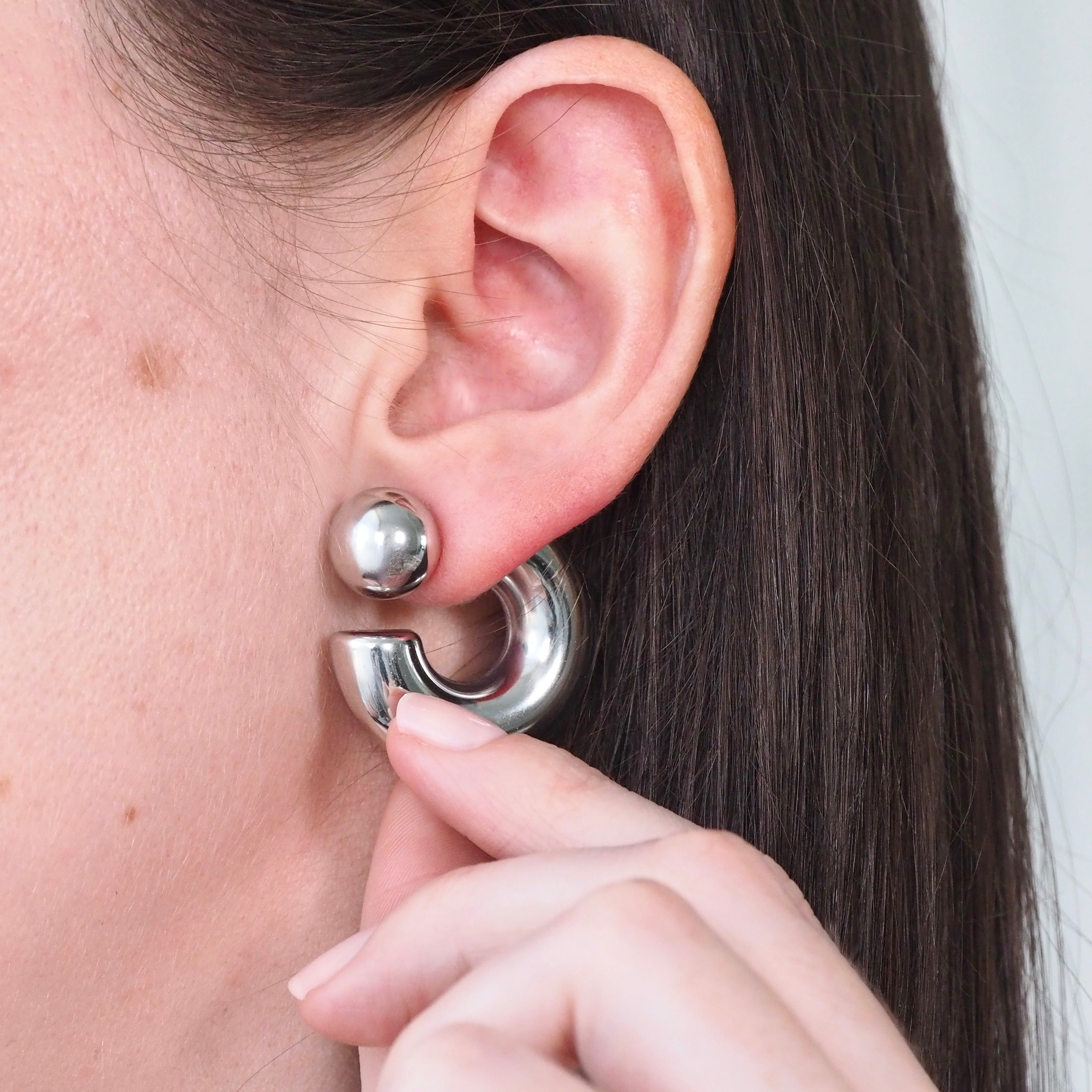 Double Trouble Waterproof Hoop Earrings - Silver