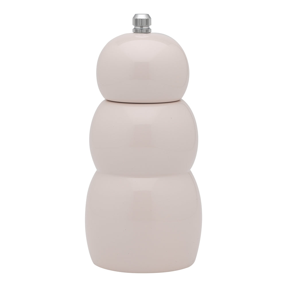 Rounded high gloss oat coloured salt and pepper grinder