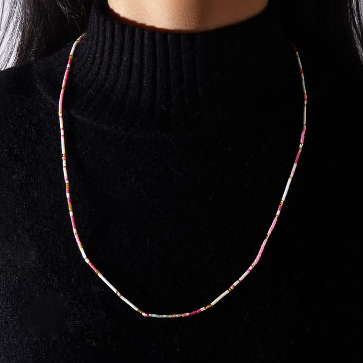 Tiny Glass Bead Wrap Bracelet - Pink