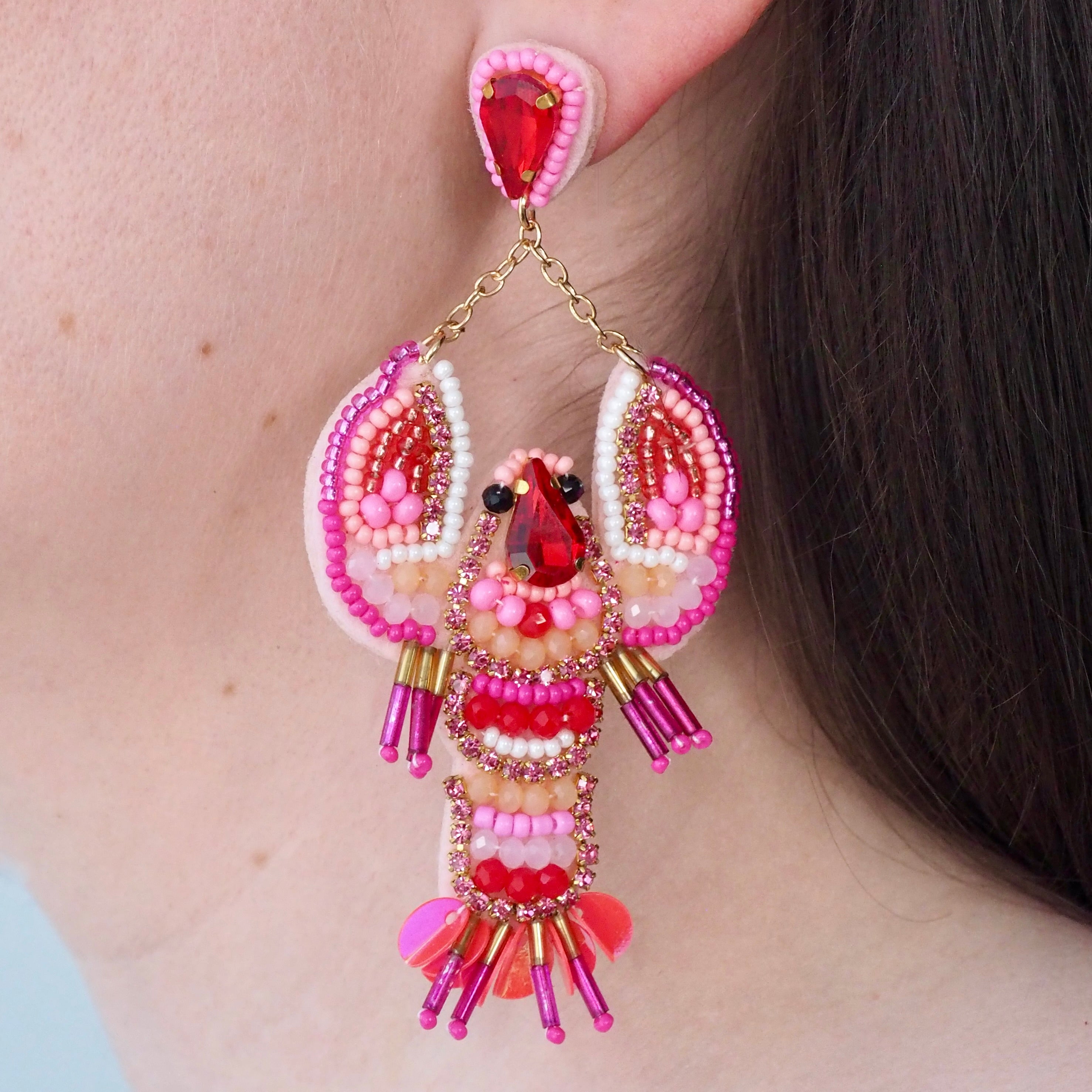 Lobster Earrings - Pretty in Pink
