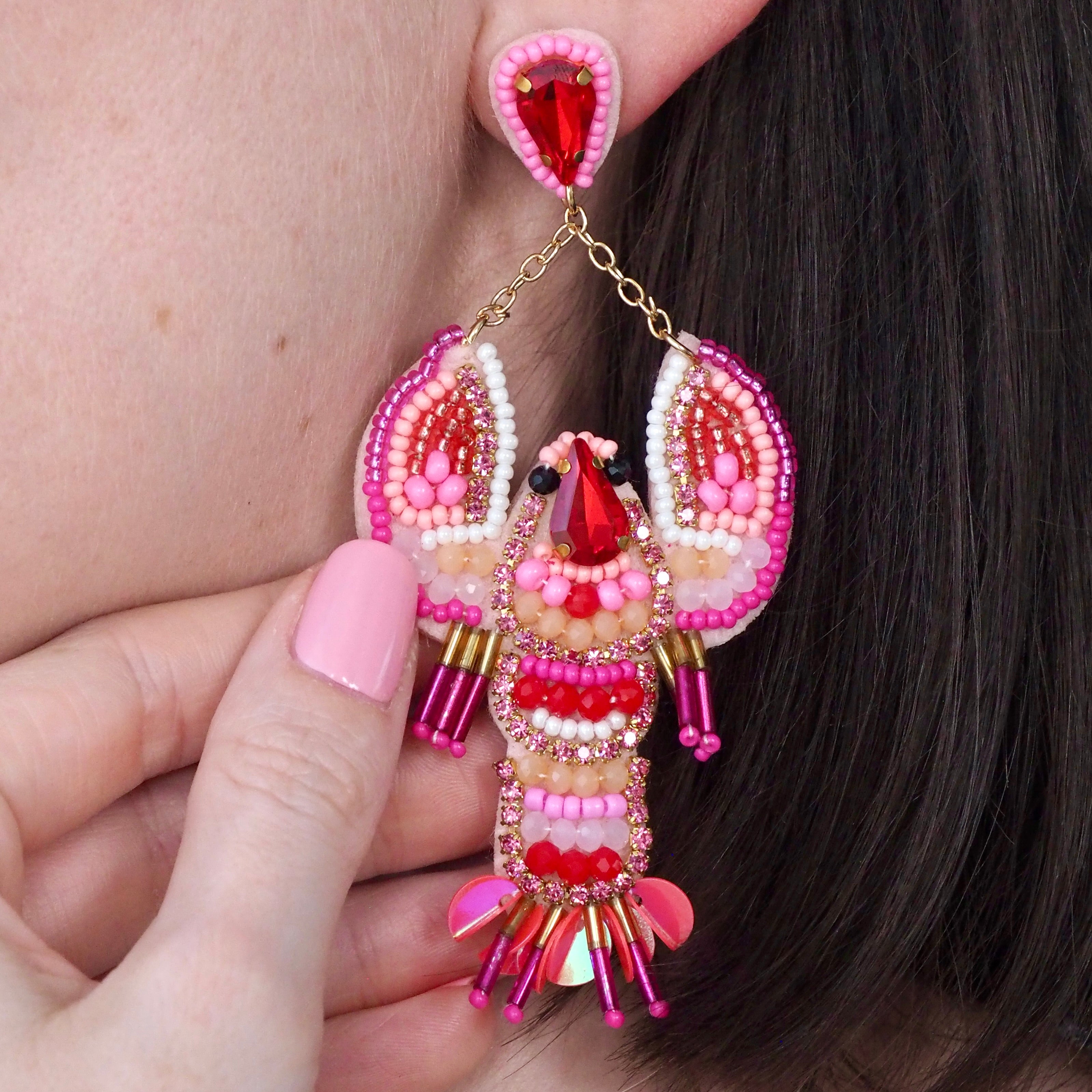 Lobster Earrings - Pretty in Pink