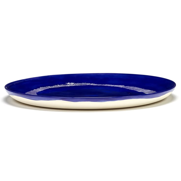 Set of 2 - Ottolenghi Feast Large Plate Blue with White Stripes