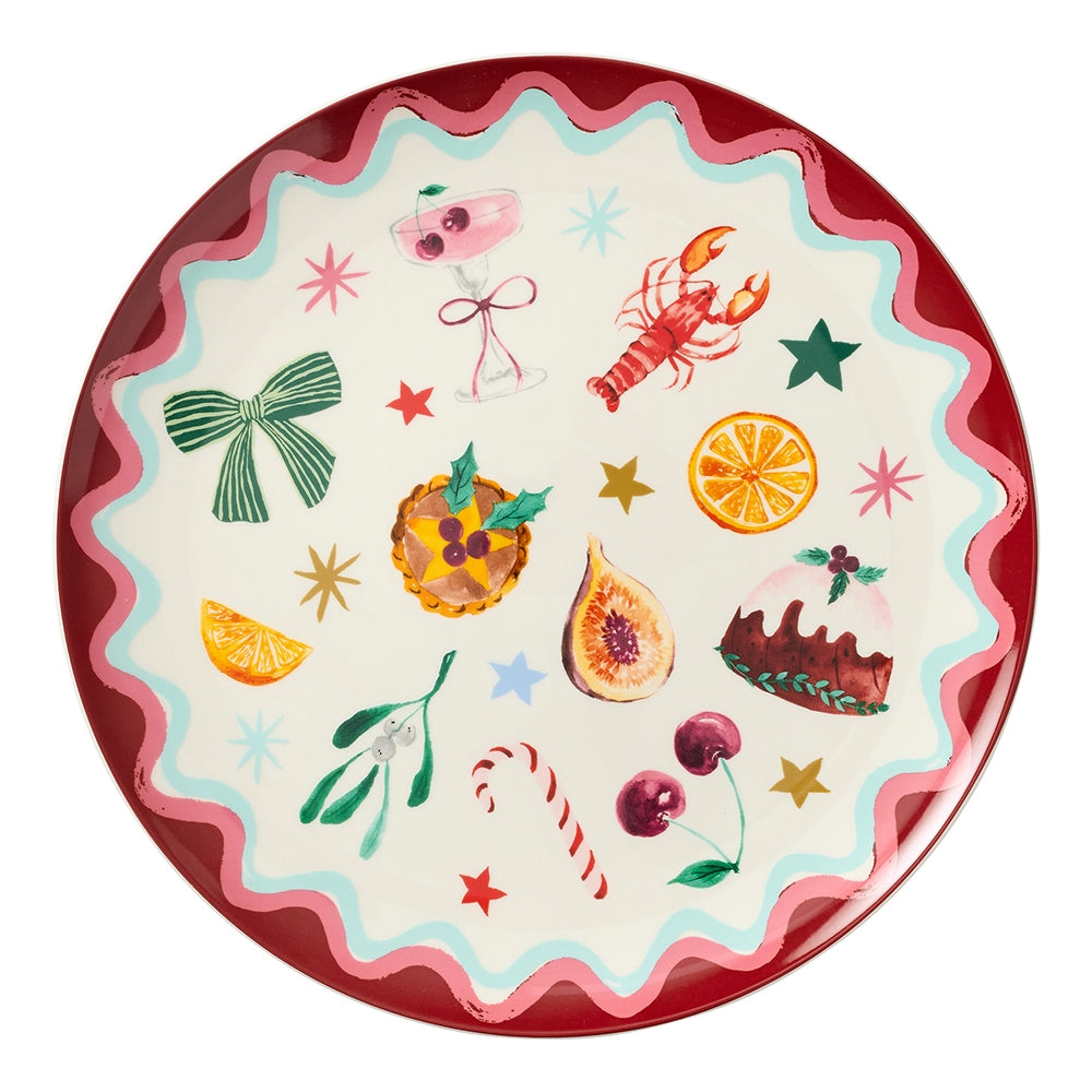 Round Christmas serving plate in the Festive design