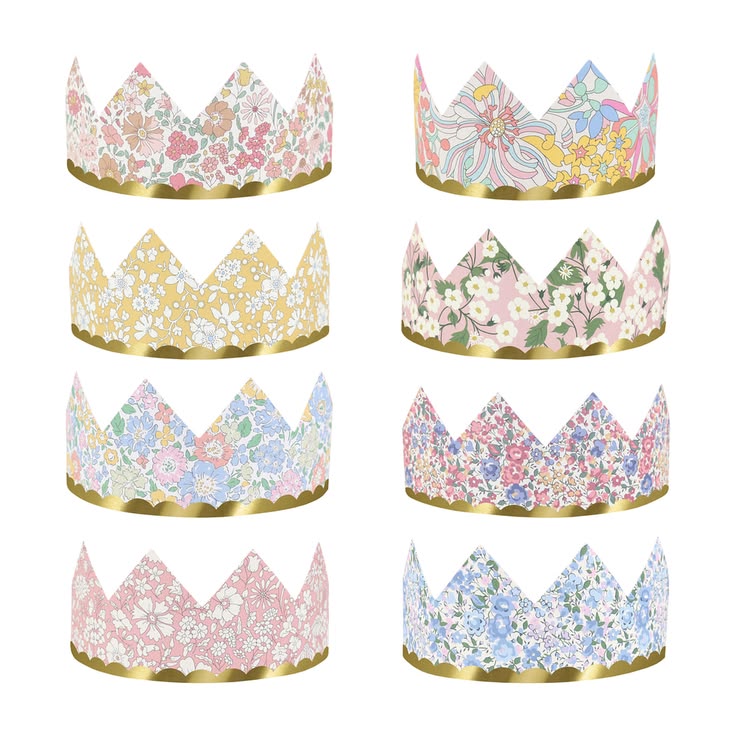 Meri Meri x Liberty Party Crowns (Pack of 8 in 8 colors)