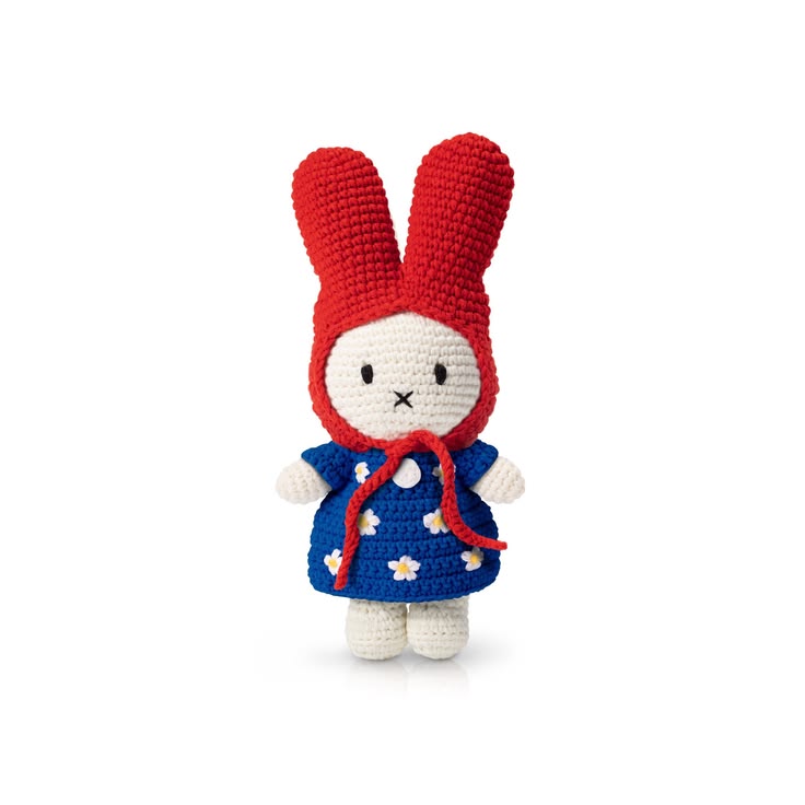 Miffy Handmade and her Blue Flower Dress + Red Hat