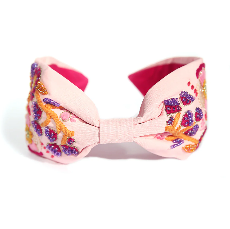 Pink Embroidered Headband