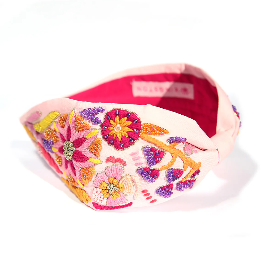 Pink Embroidered Headband