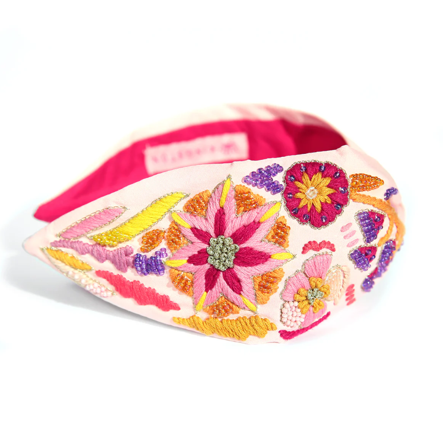 Pink Embroidered Headband