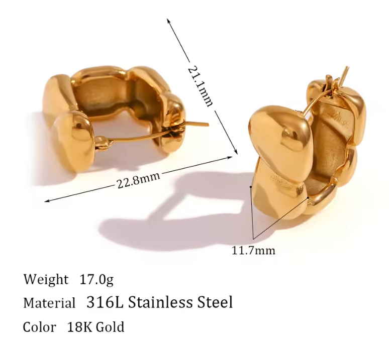 Goldie Squared Waterproof Hoop Earrings - 50% OFF