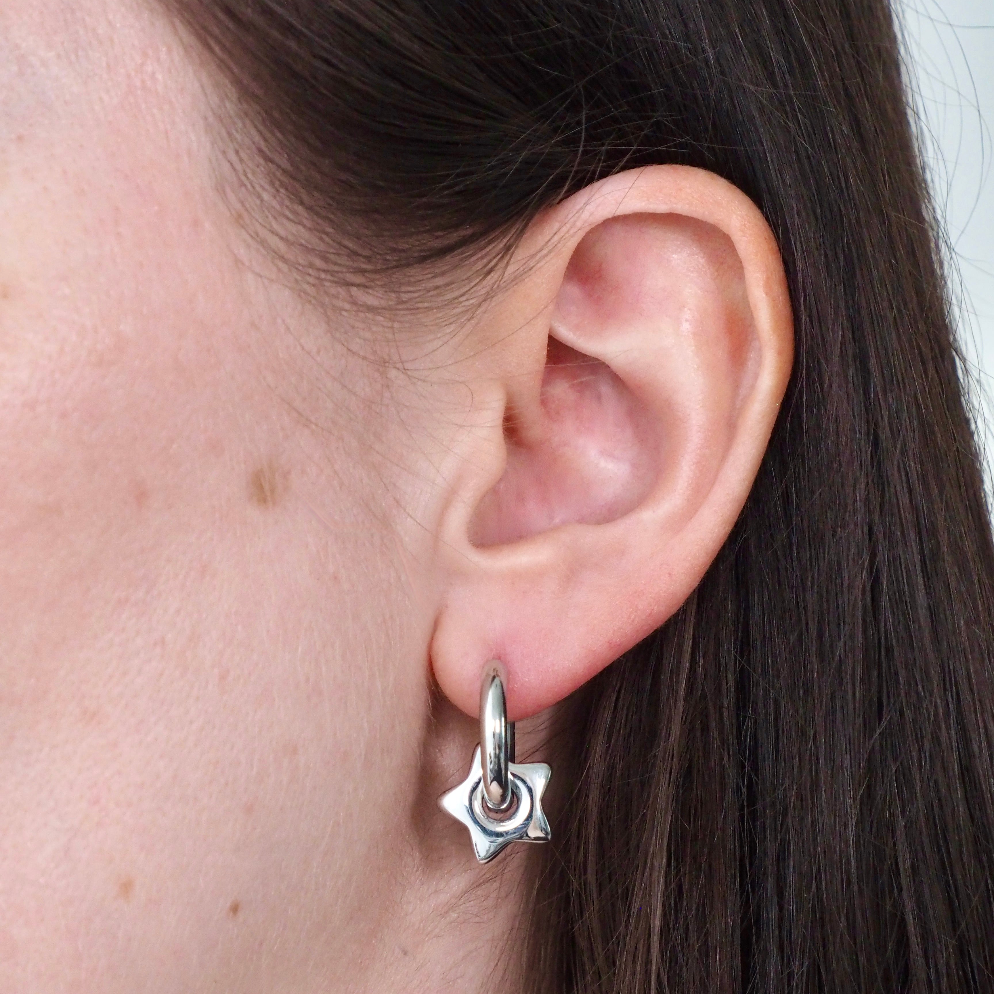 Stellar Hoop Waterproof Earrings - Silver