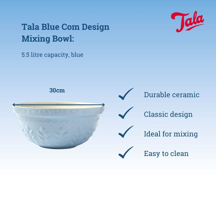 Tala Originals Pale Blue Stoneware Mixing Bowl 30cm