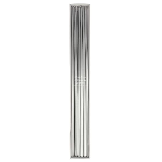 Meri Meri Silver Tall Tapered Candles 12 pack