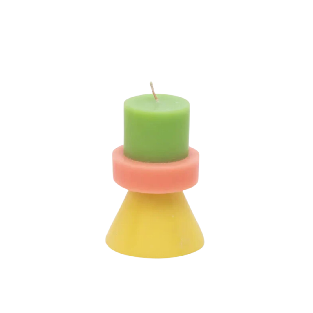 Mini Stack Candle - Lime Green / Coral / Yellow