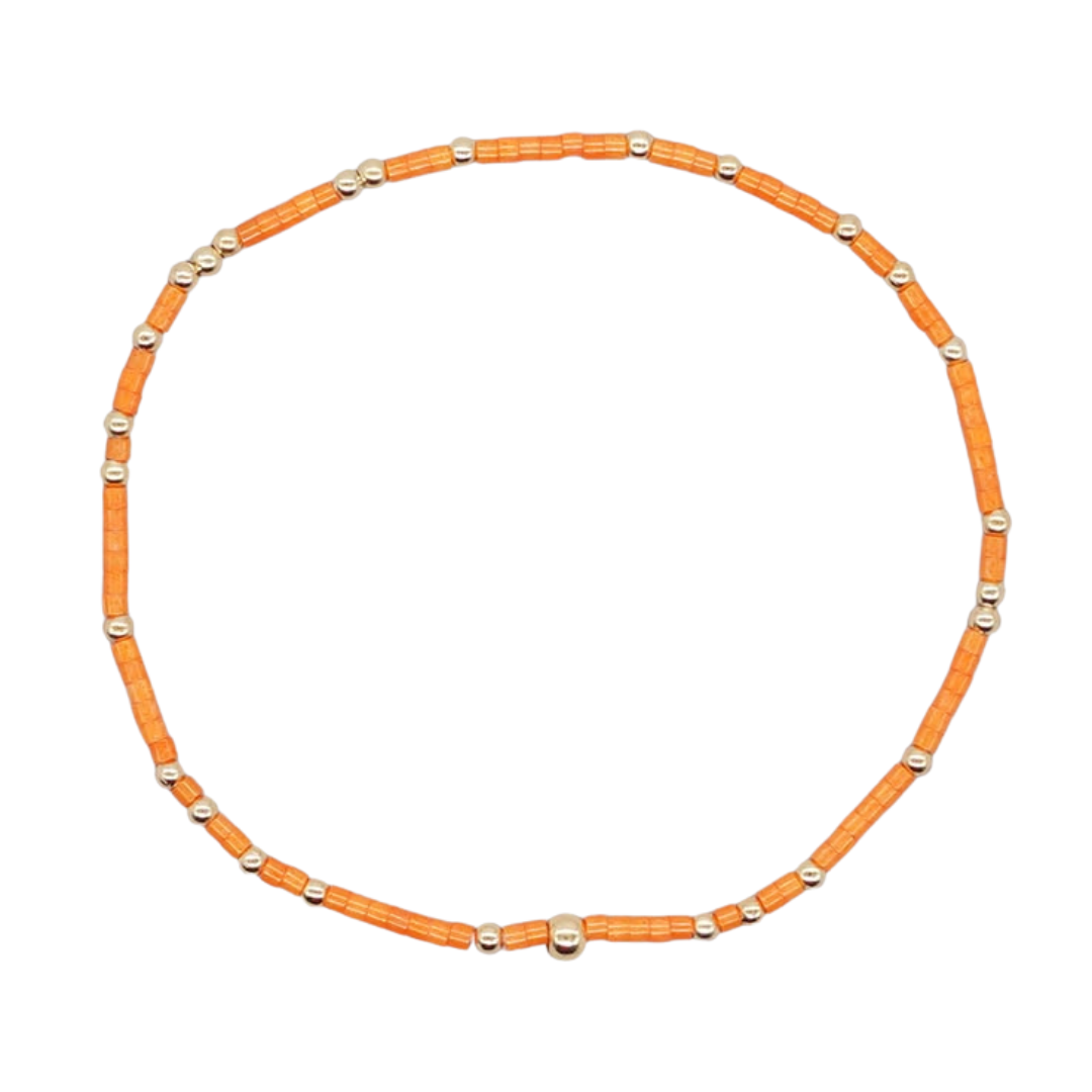 Dainty Seed Bead Bracelet - Orange