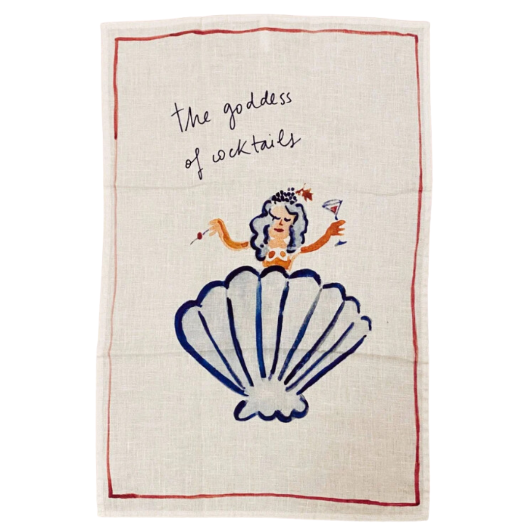 The Goddess of Cocktails - Linen Tea Towel