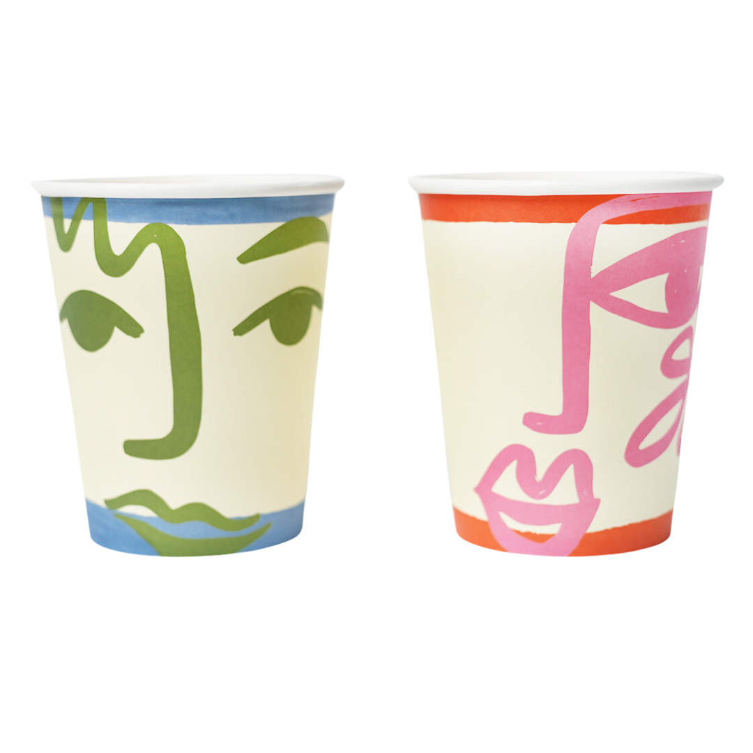 Face Party Paper Cups - set of 12