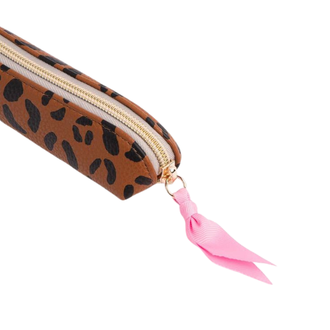 Tan Leopard Pencil Case