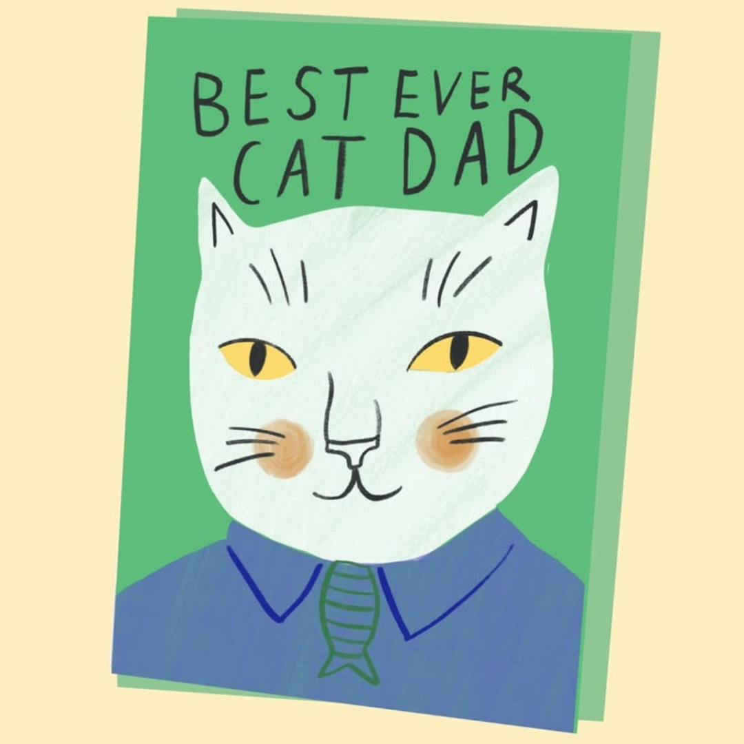 Best Ever Cat Dad Greeting Card - White