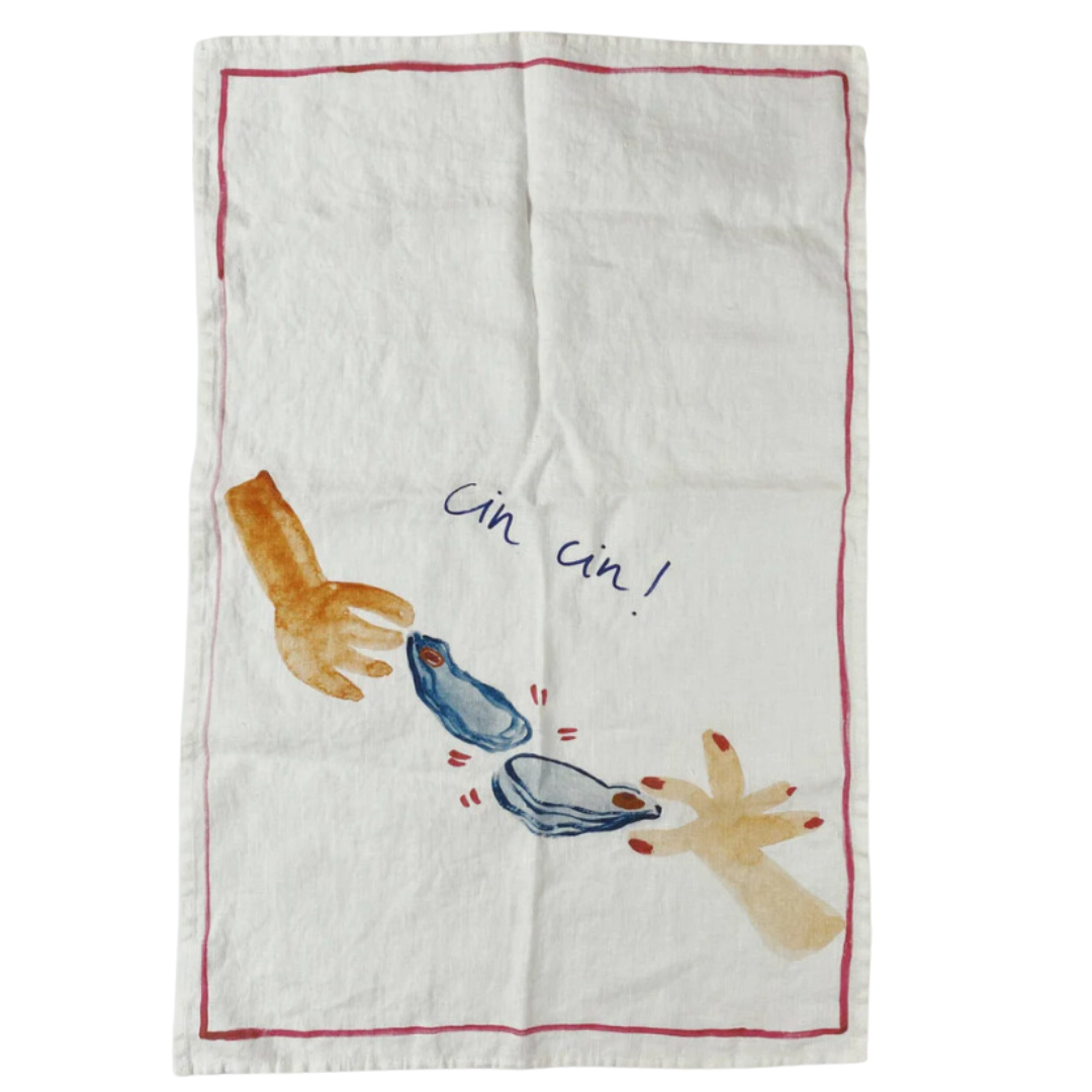 Oyster Cheers - Linen Tea Towel