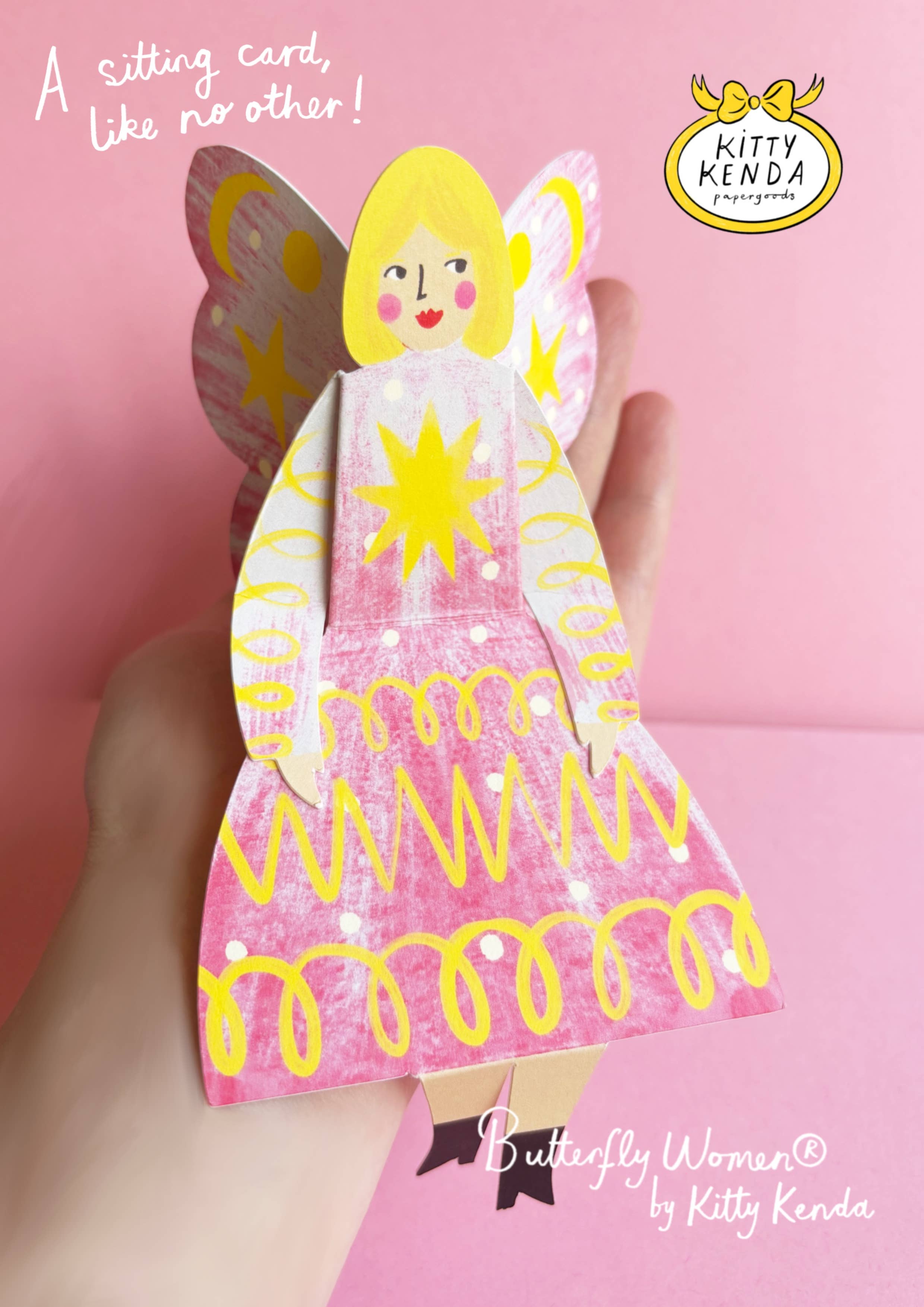 Butterfly Woman Sitting Greeting Card - Stardust