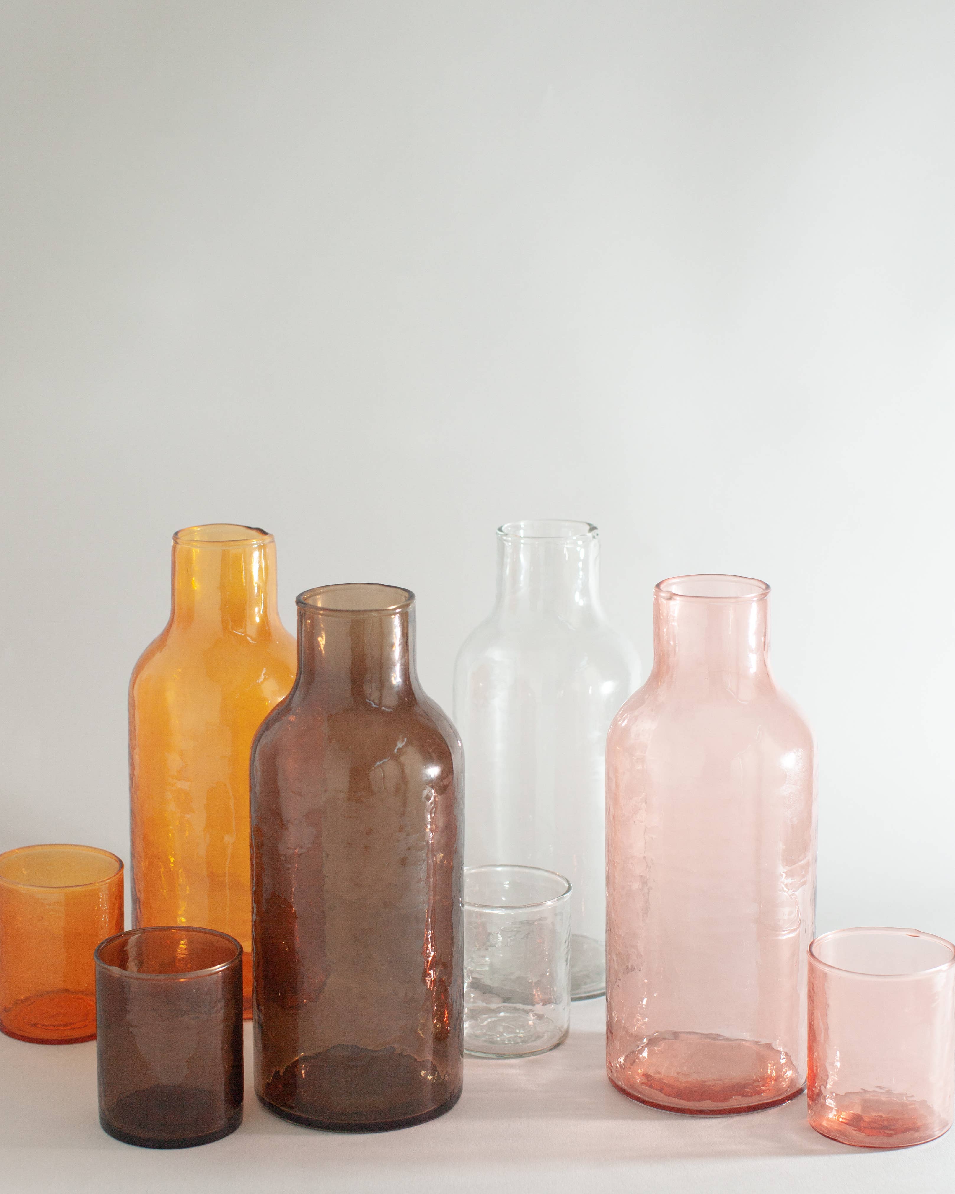 Handblown Hammered Glass Carafe - Blush