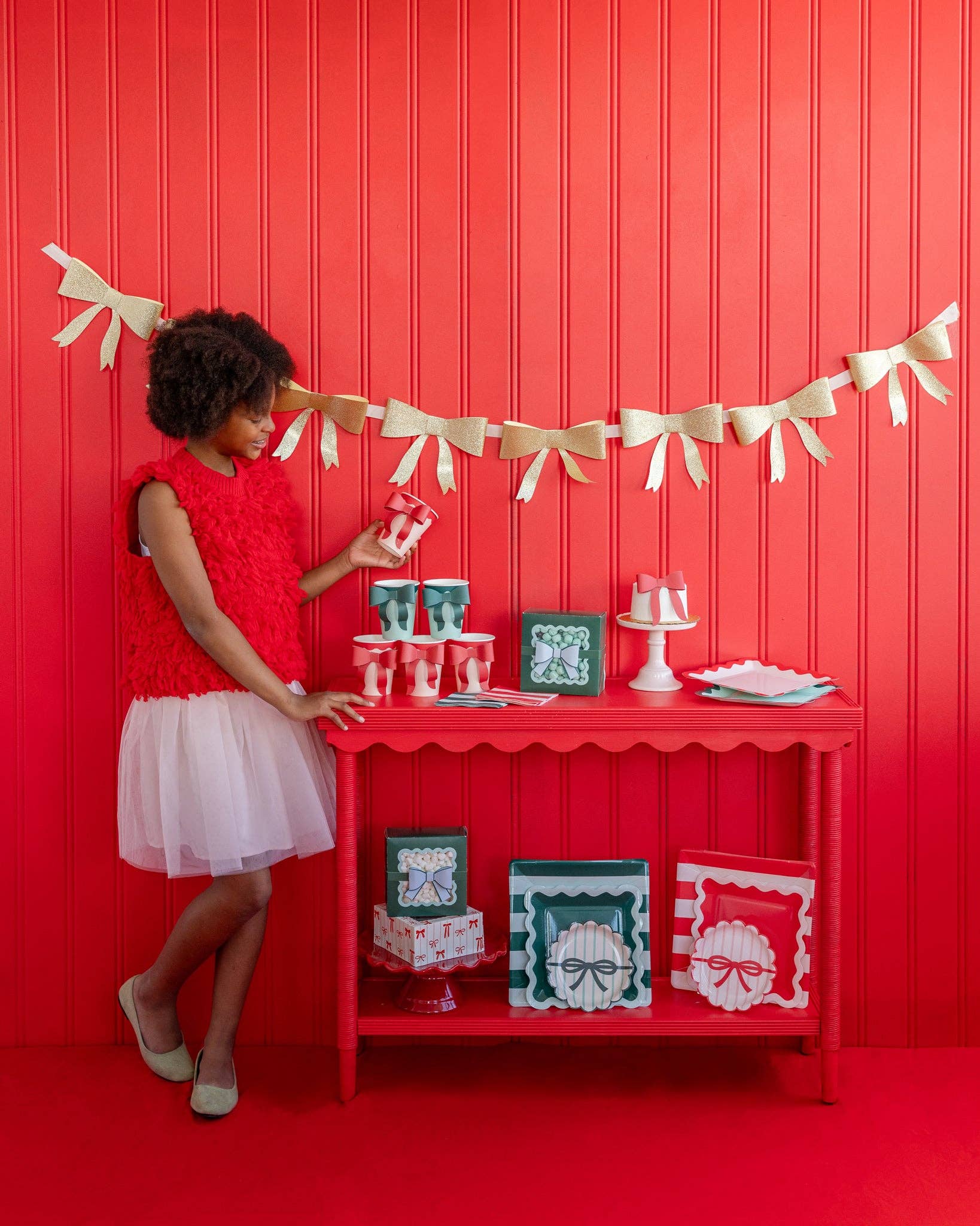 Red and Pink Striped Paper Plates