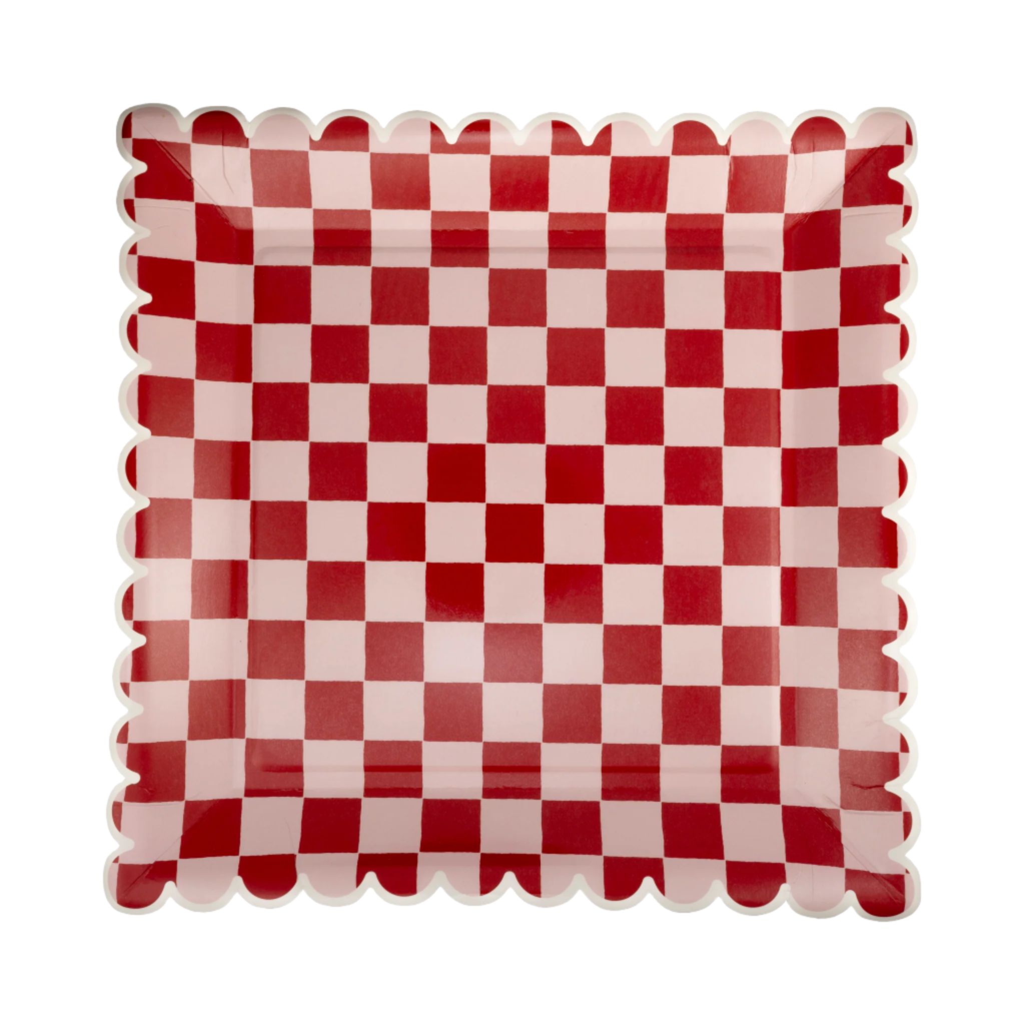 Pink and Red Checked Paper Plates - 8 Pack