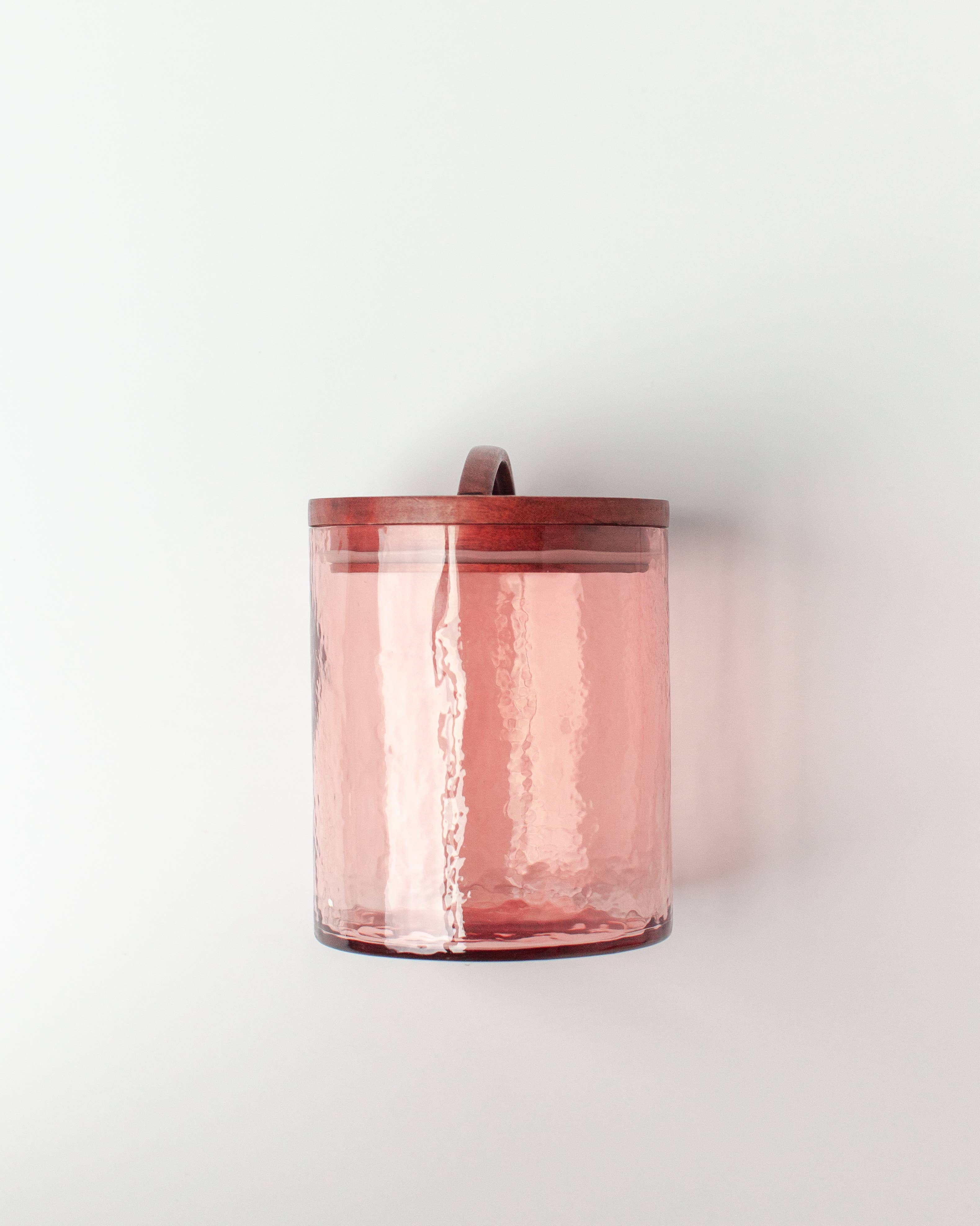 Small Handblown Hammered Glass Canister - Blush