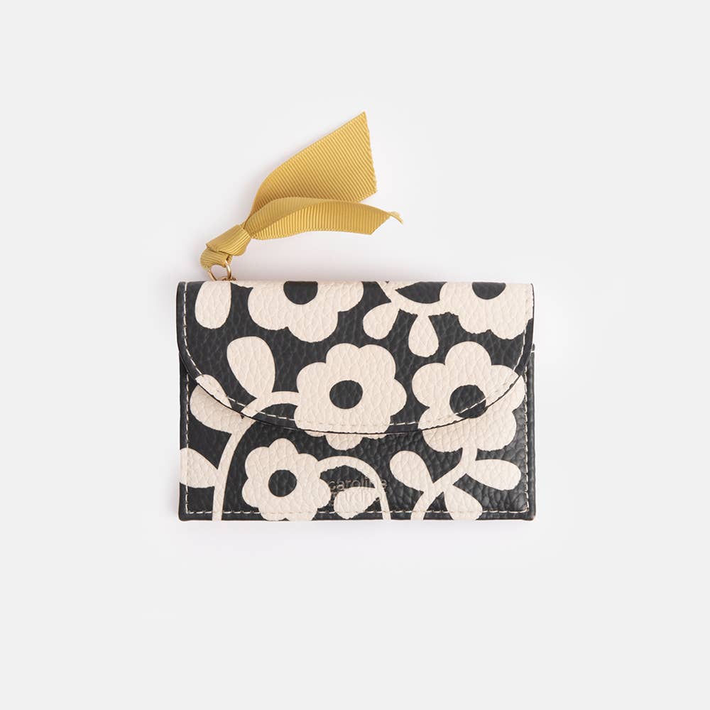 Charcoal Mono Flower Cardholder Coin Purse