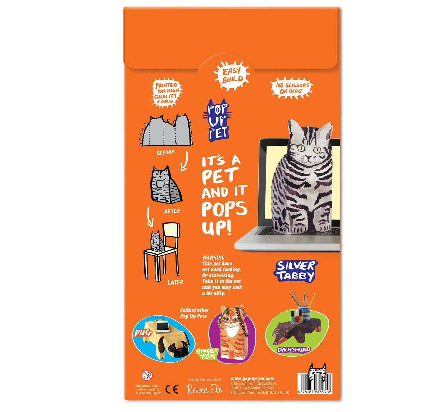 Pop Up Pet Silver Tabby – Paper Pet Gift