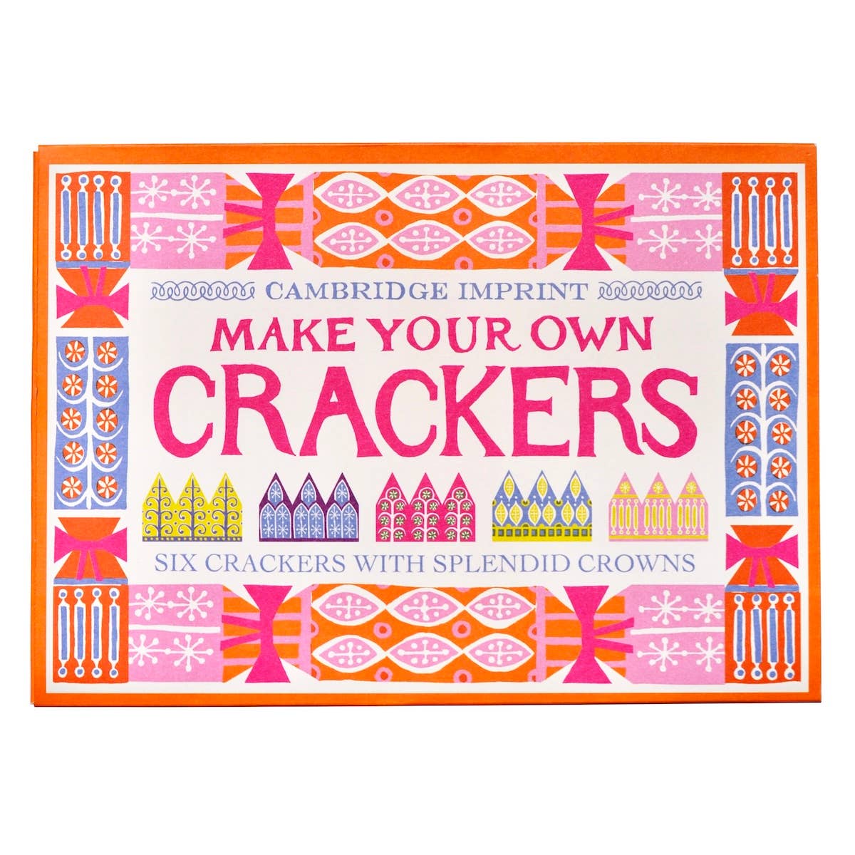 Cambridge Imprint make your own Christmas crackers kit with patterned crackers, paper hats and ribbon, view 3