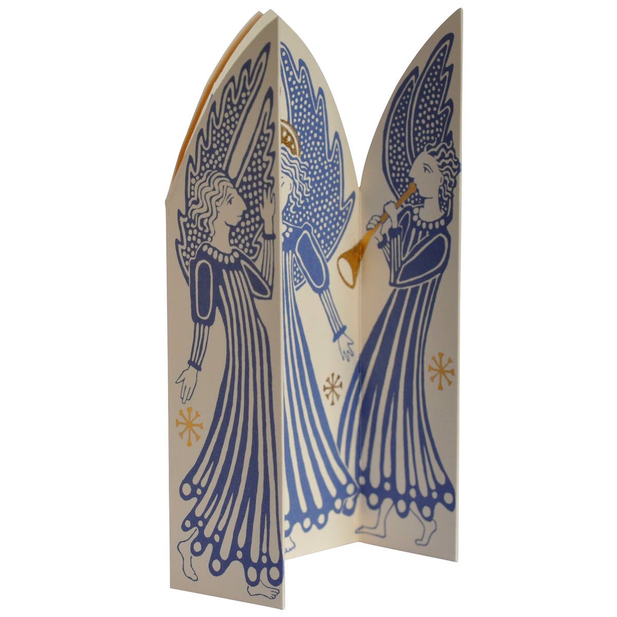 Cambridge Imprint Choir of Angels triptych Christmas card with gold foil, view 4