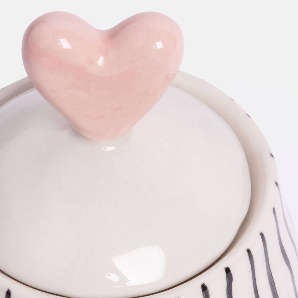 Stripe Small Jar Heart with Lid