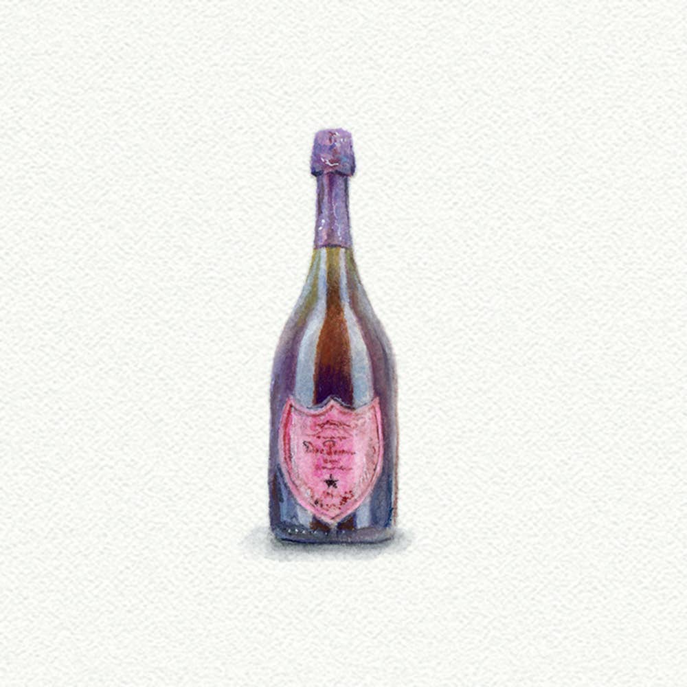 Dom Perignon Champagne Miniature Watercolour Print