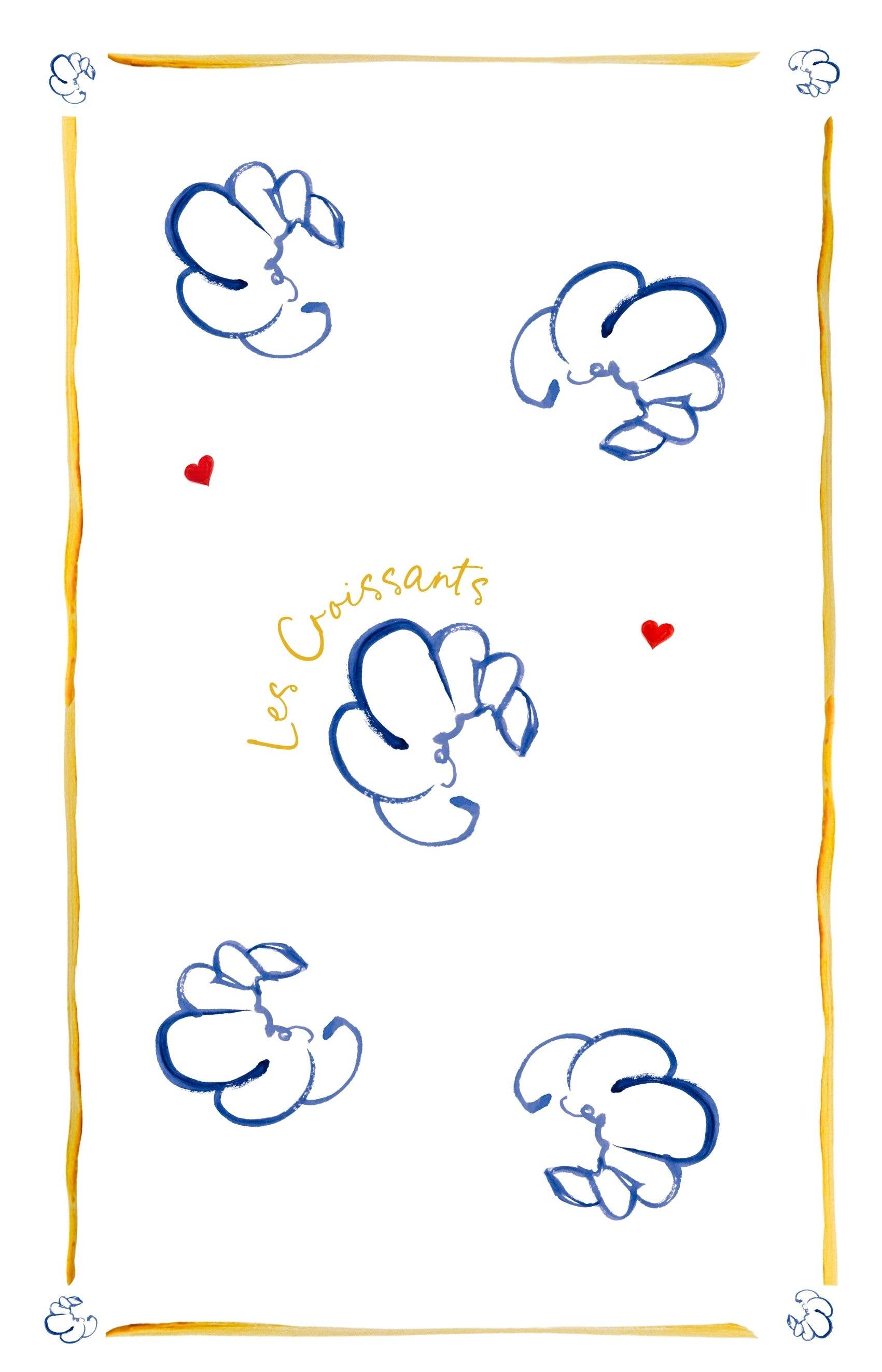 Croissants Illustrated Tea towel