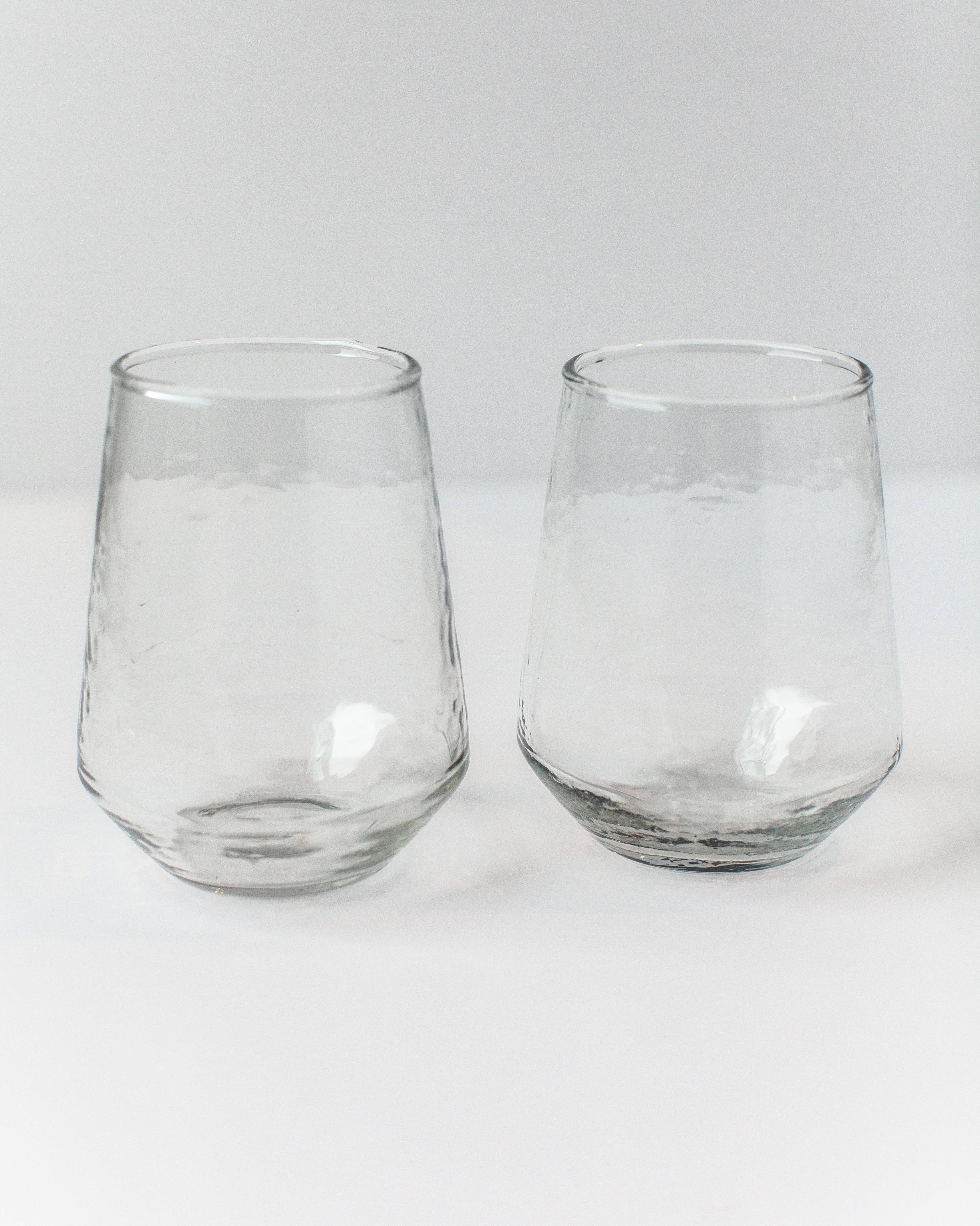 Set of 2 Handblown Hammered Glass Tumbler - Clear