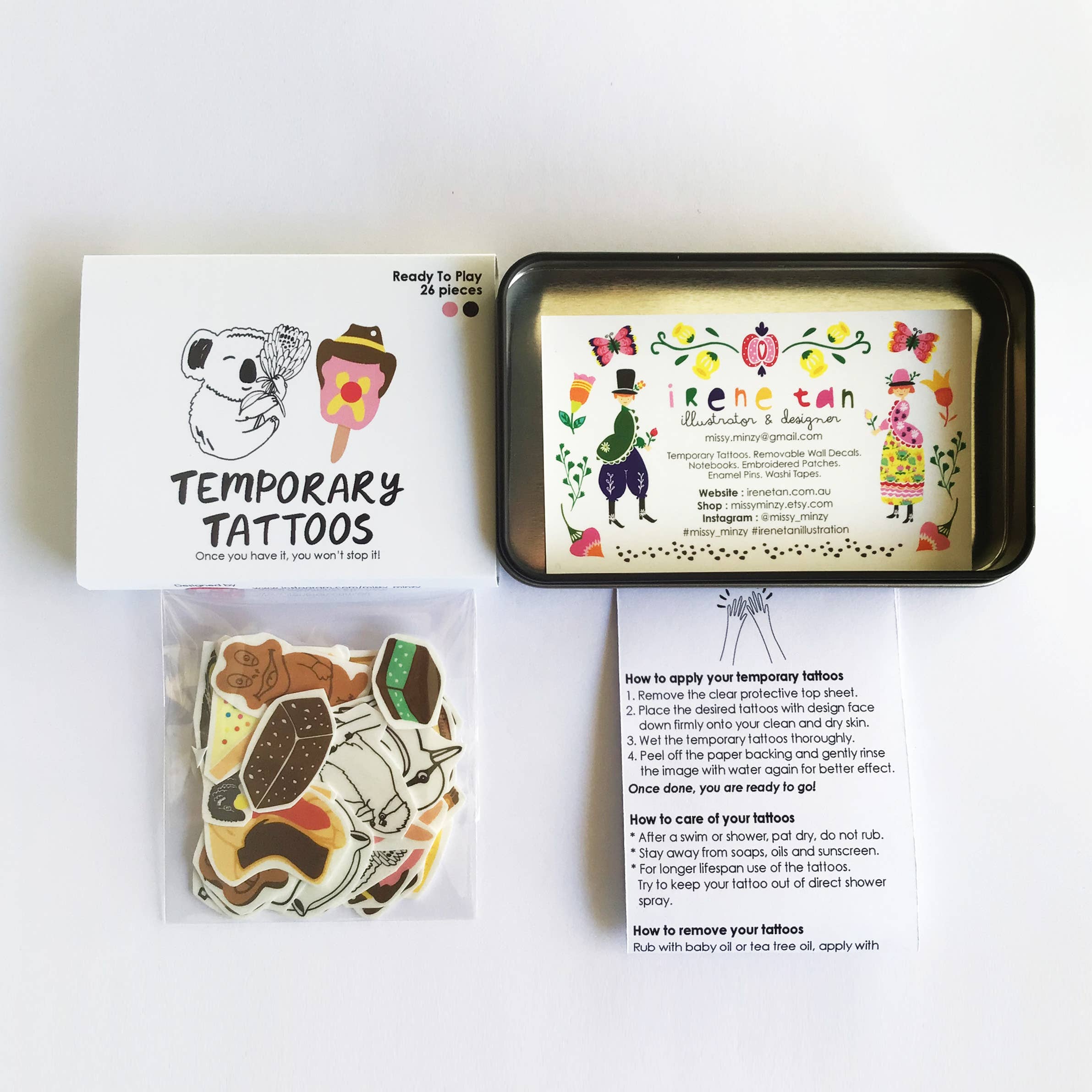 Australiana Temporary Tattoos in a Tin