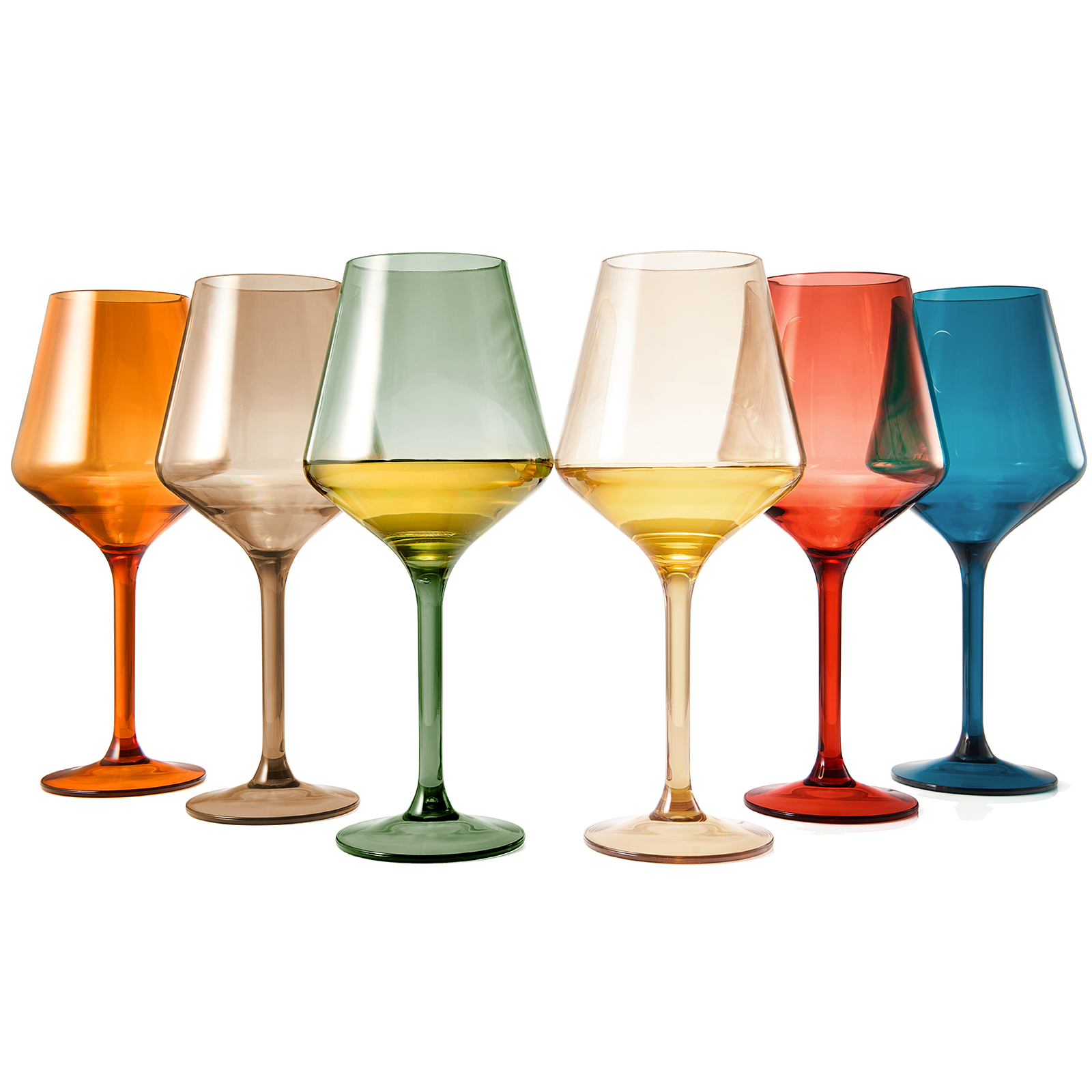 Unbreakable Art Deco Stemmed Wine Glasses - Set of 6