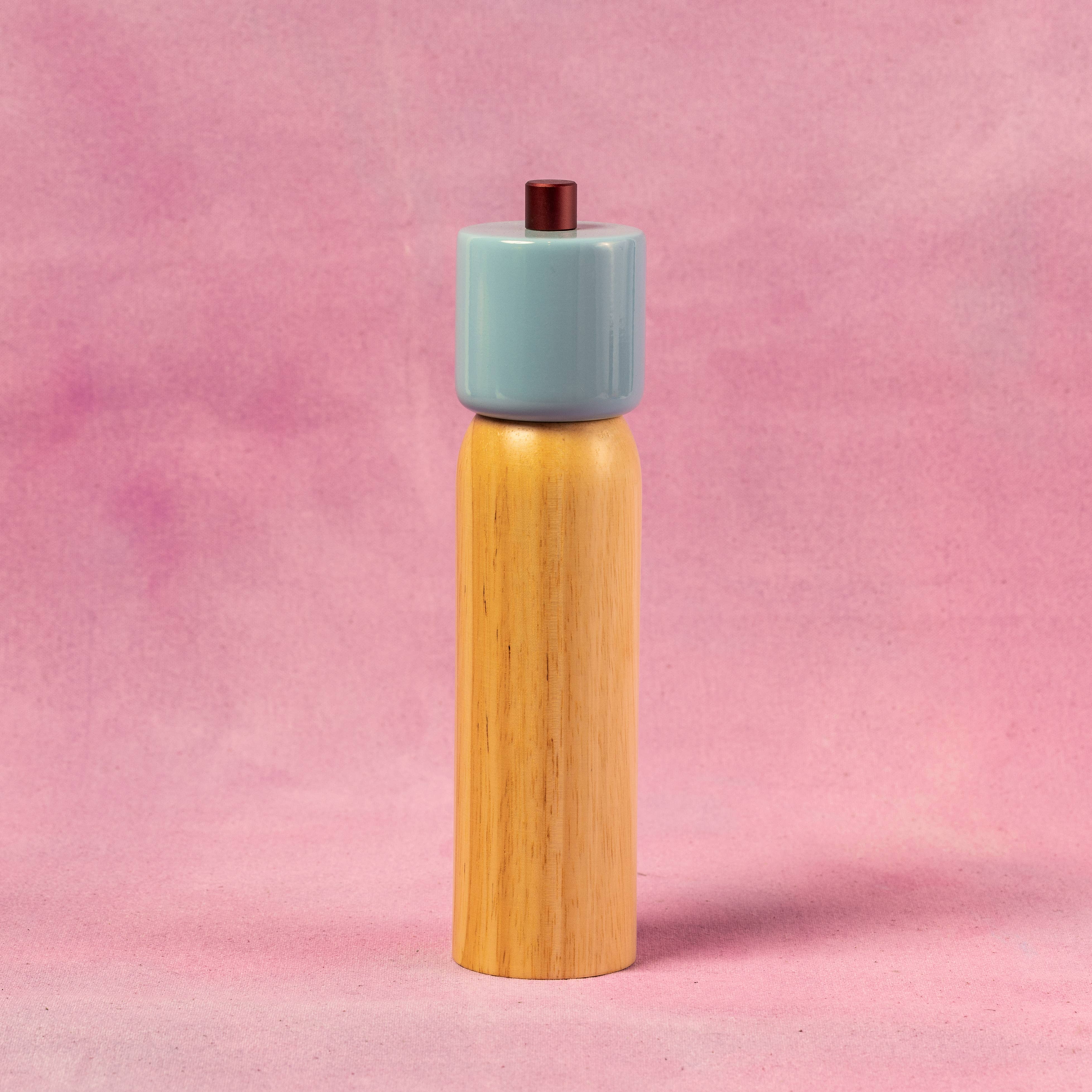 Salt & Pepper Grinder - Light Blue & Burgundy