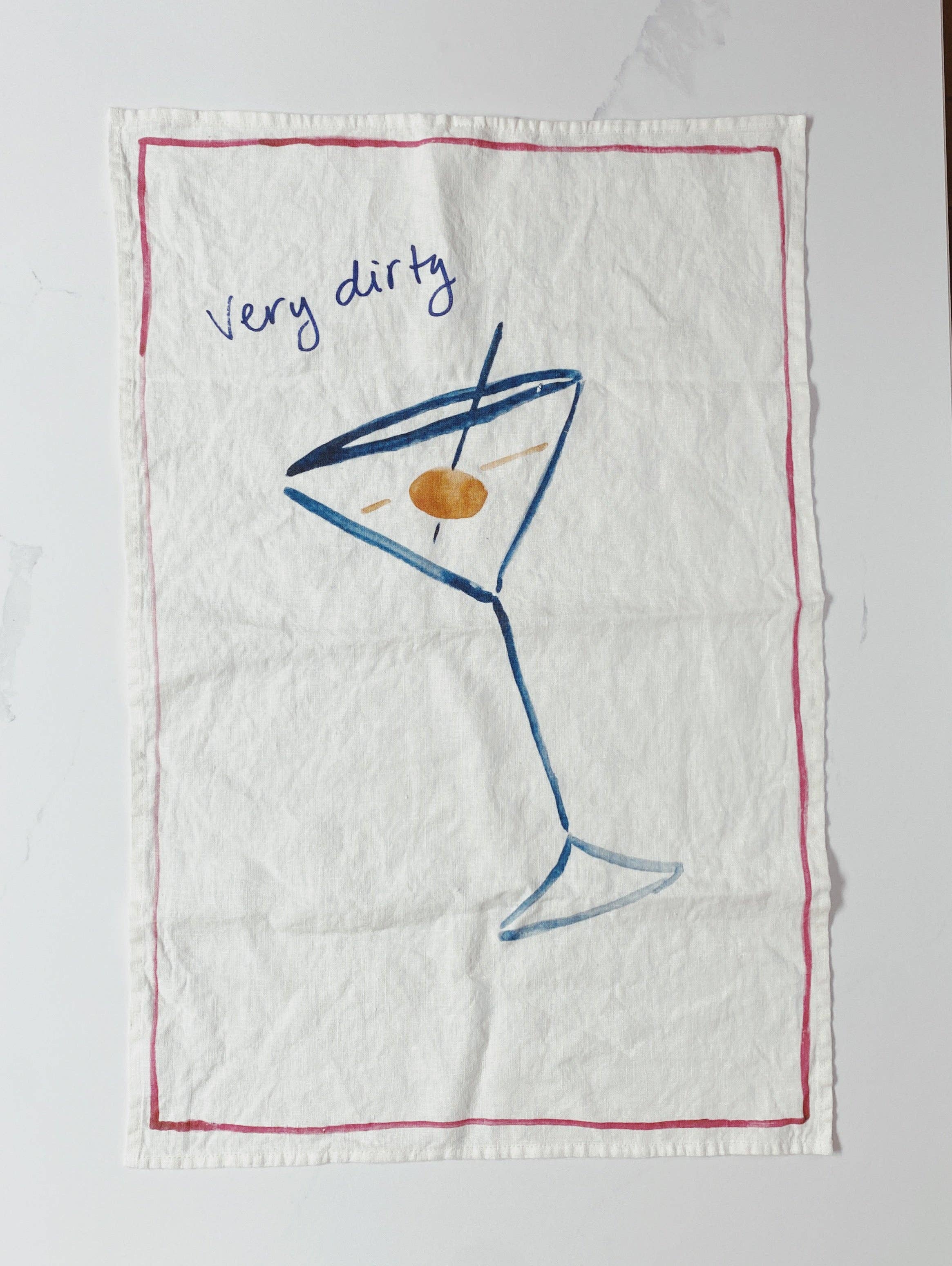 Very Dirty Martini - Illustrated Linen Tea Towel