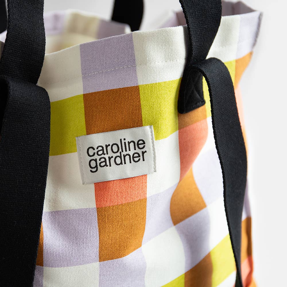 Multi Check Double Handle Tote Bag