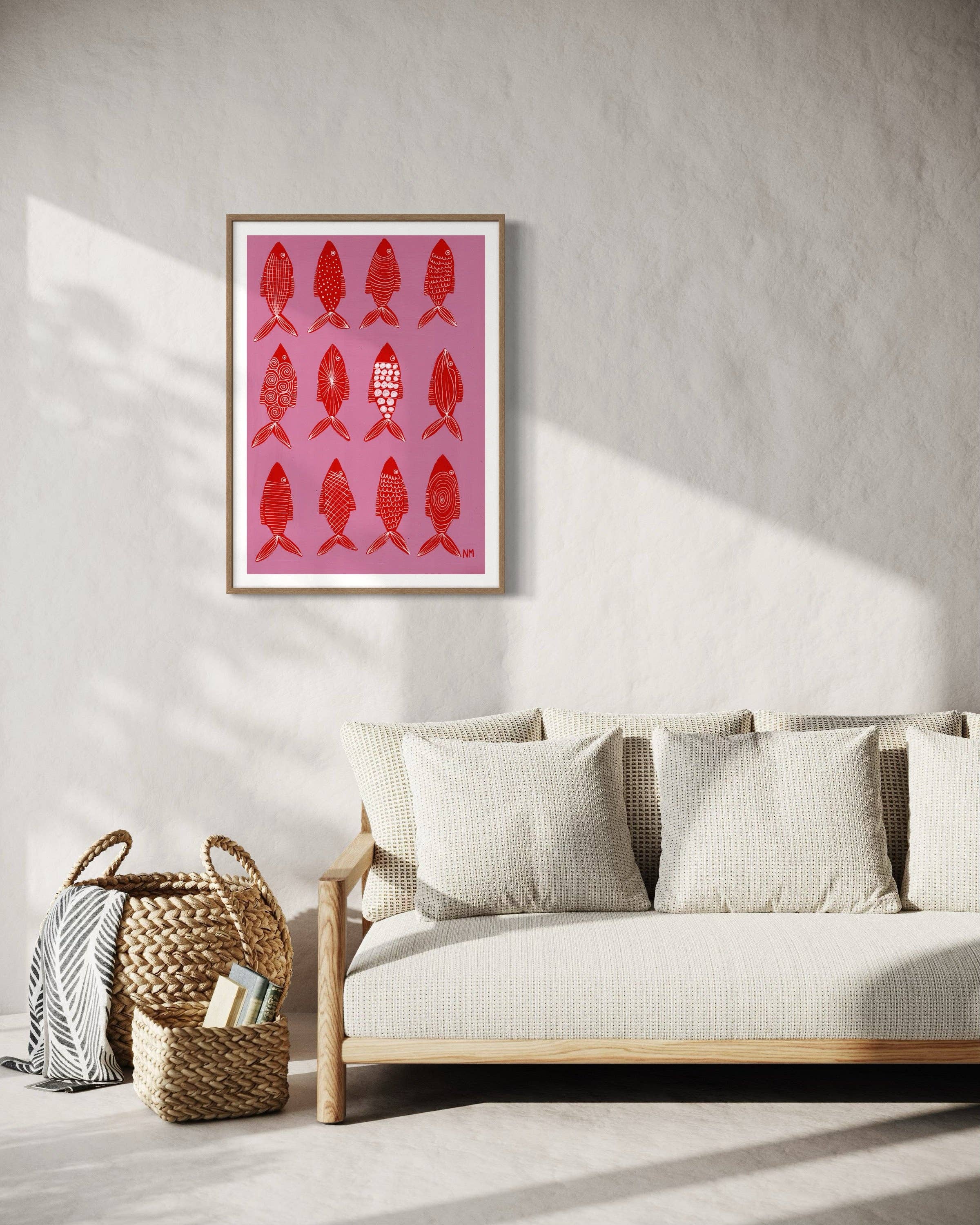 Twelve Red fish By Nancy McKie - UNFRAMED