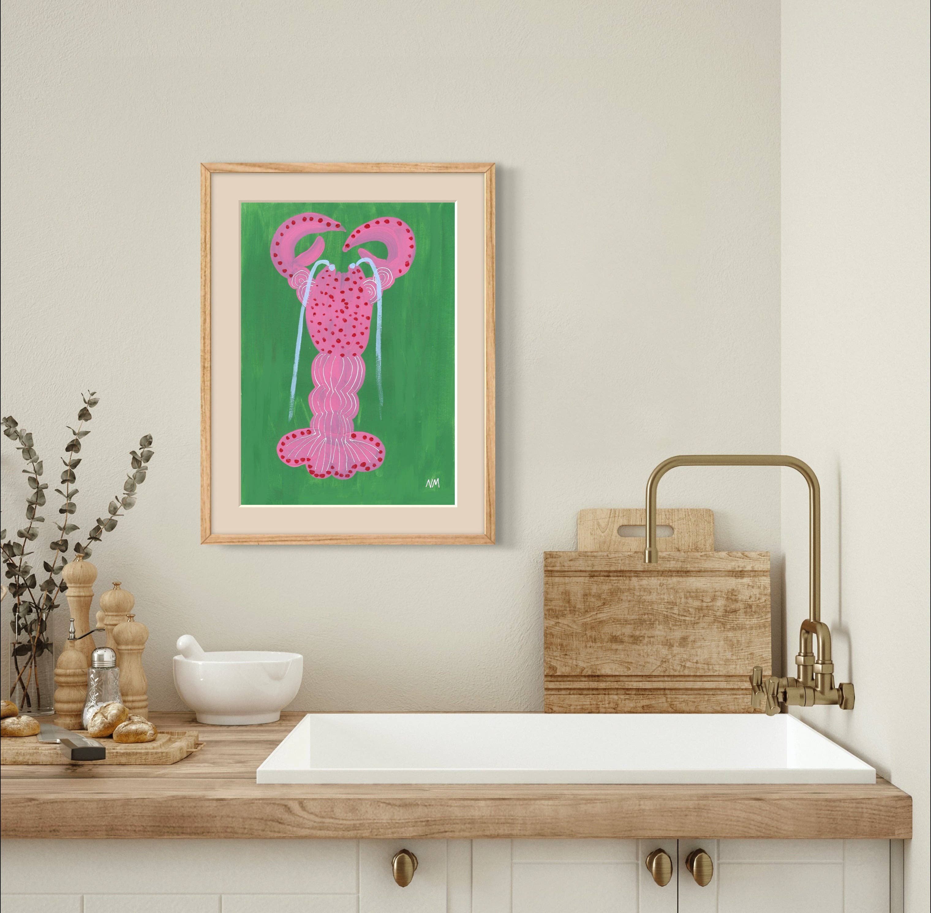 Pink Lobster by Nancy McKie - Unframed.