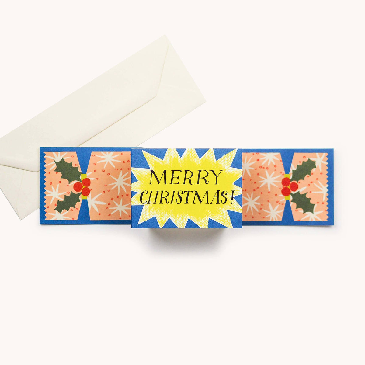 Hadley Christmas cracker shaped card with starburst design detail