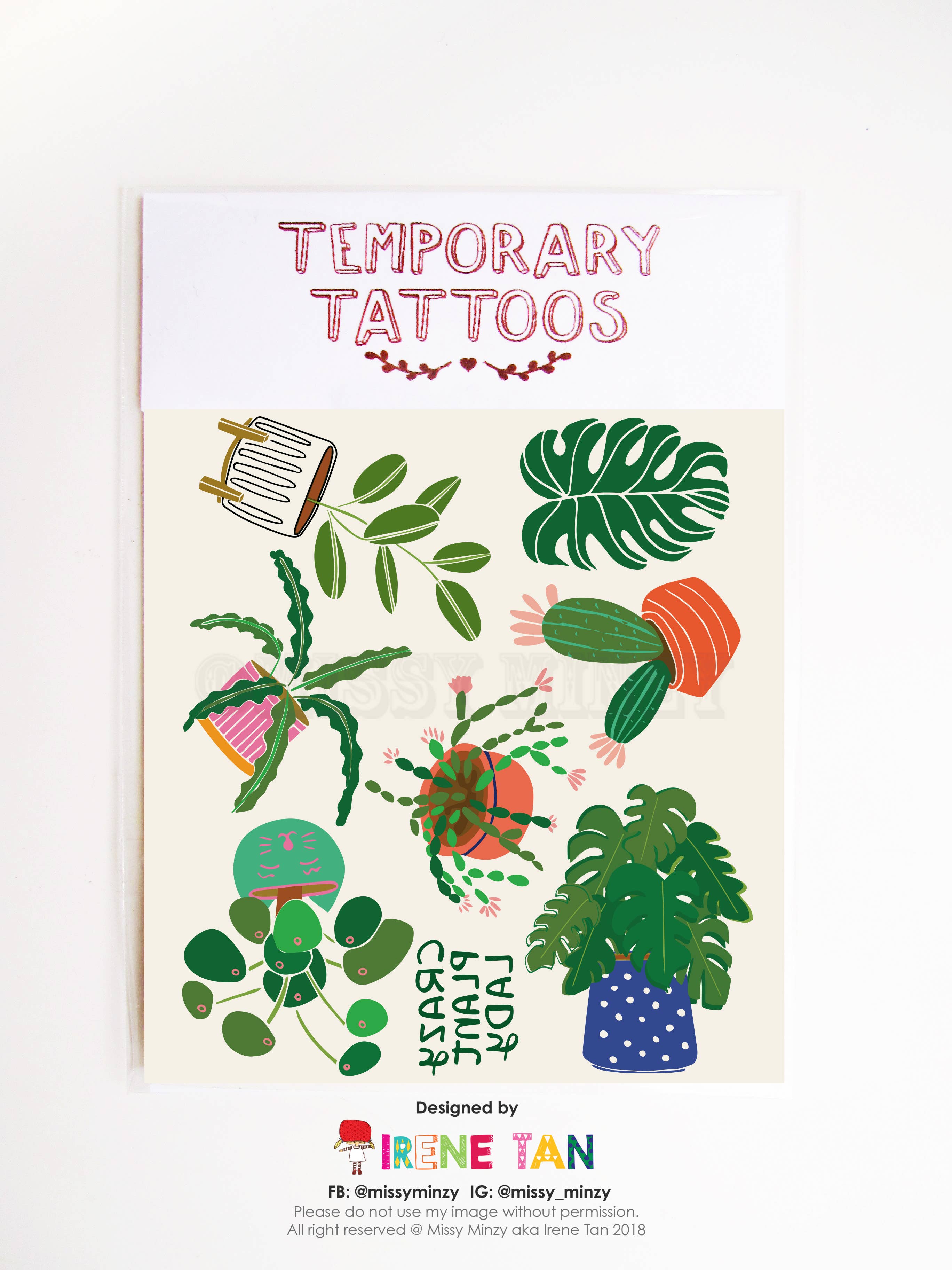 Crazy Plant Lady Temporary Tattoos