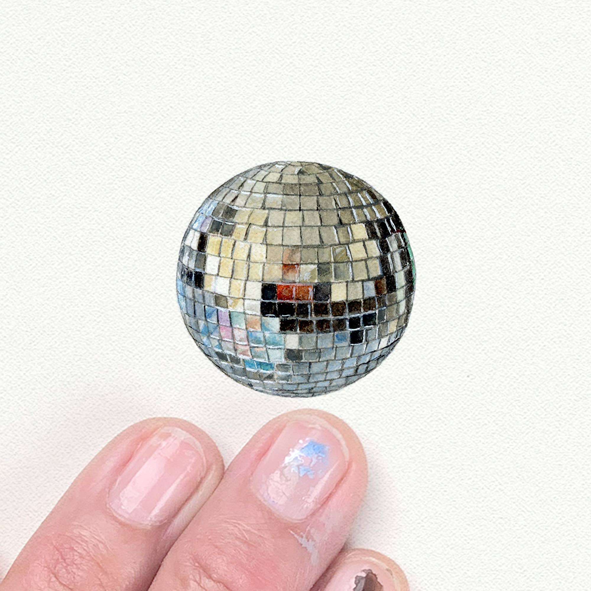 Disco Ball Miniature Watercolour Print