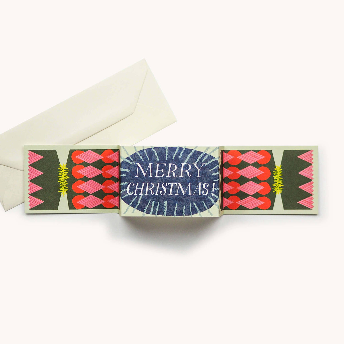 Hadley Christmas cracker shaped card with diamond pattern